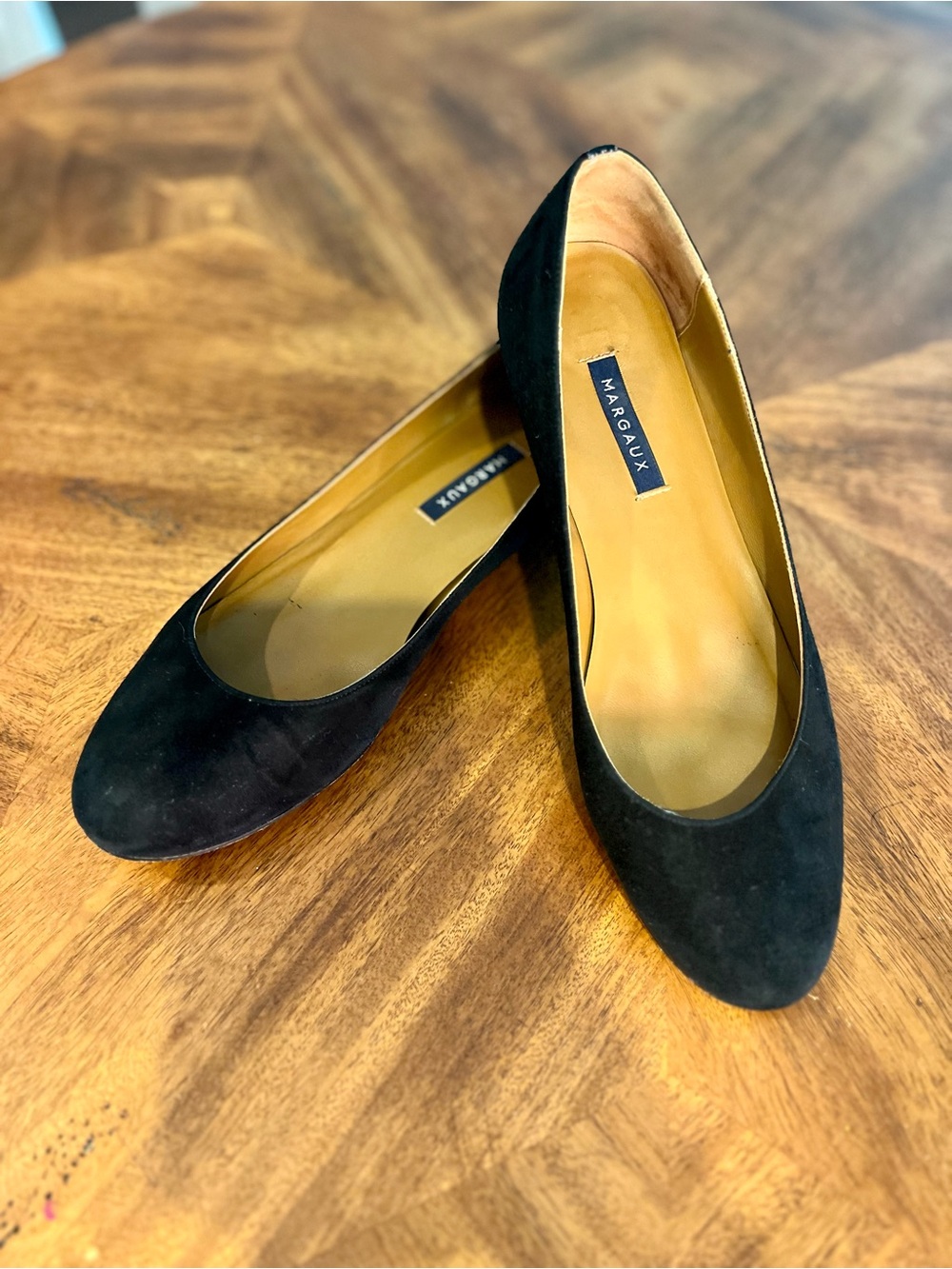 Margaux Black Suede Round-Toe Ballet Flats